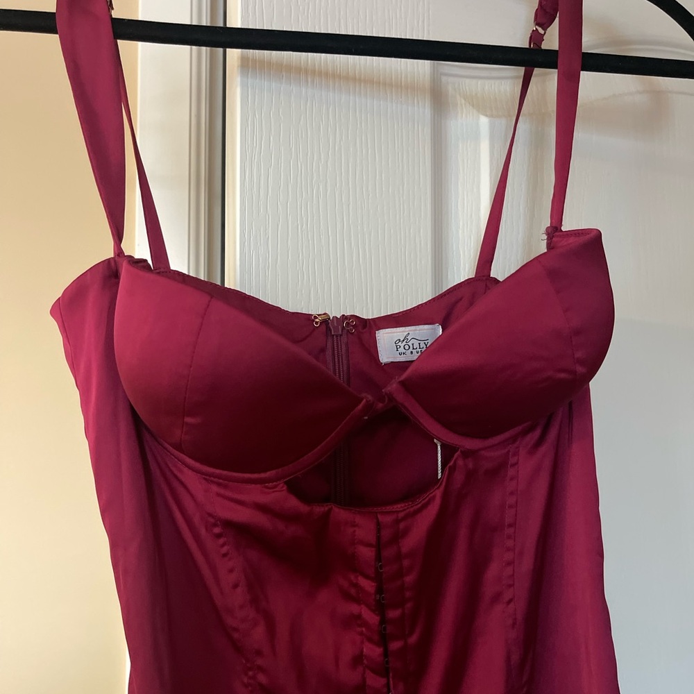 Oh Polly burgundy corset mini dress
